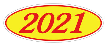Oval Year Sticker Red Yellow 2021